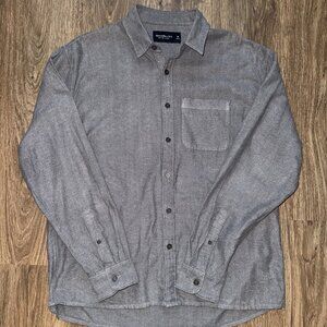 Abercrombie Long-Sleeve 90s Relaxed Flannel Grey (Medium)